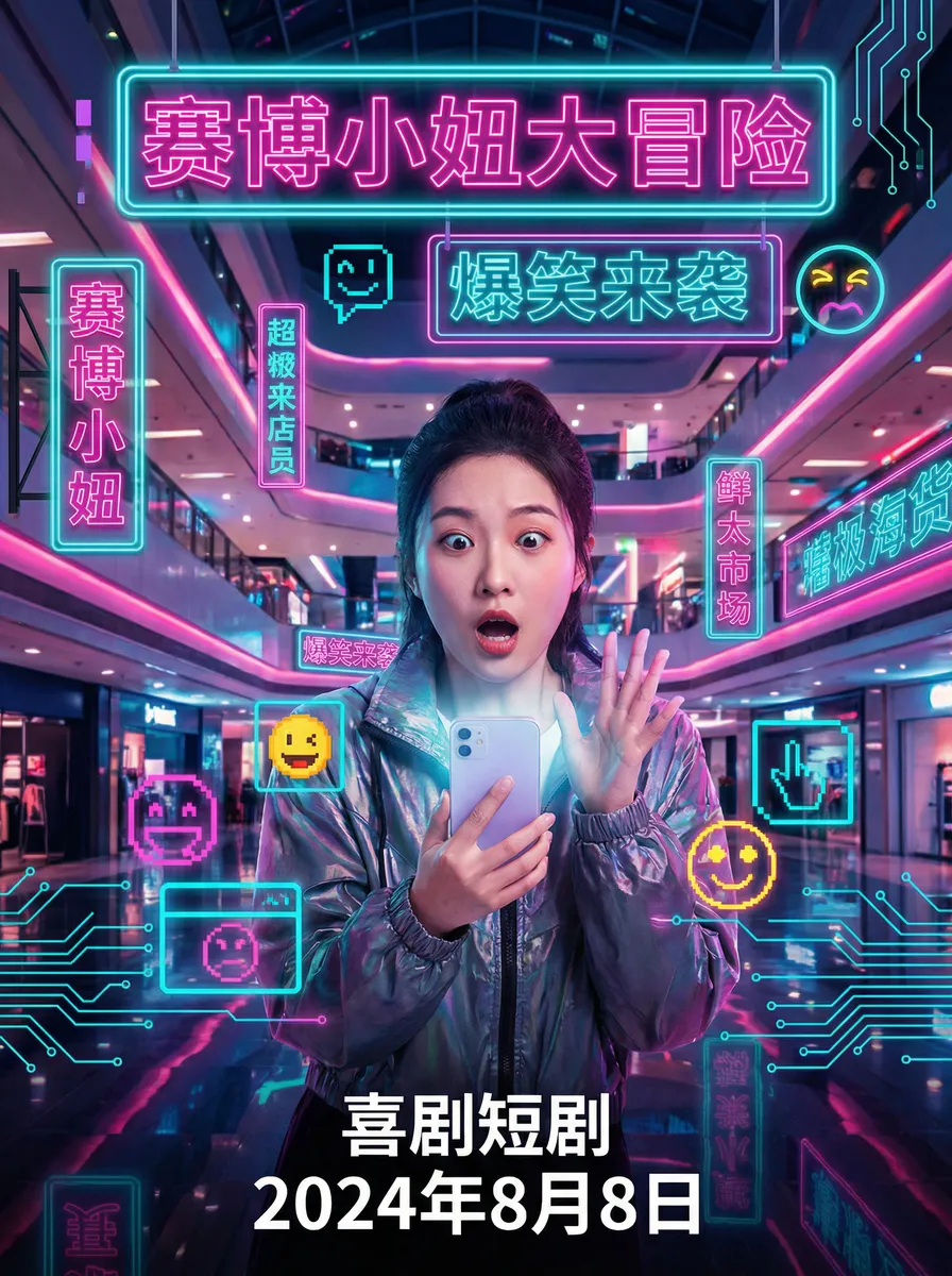 美女写真网站 搞笑喜剧短剧 - 赛博小妞大冒险海报